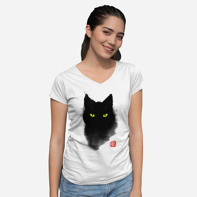 Cat Ink-womens v-neck tee-BlancaVidal