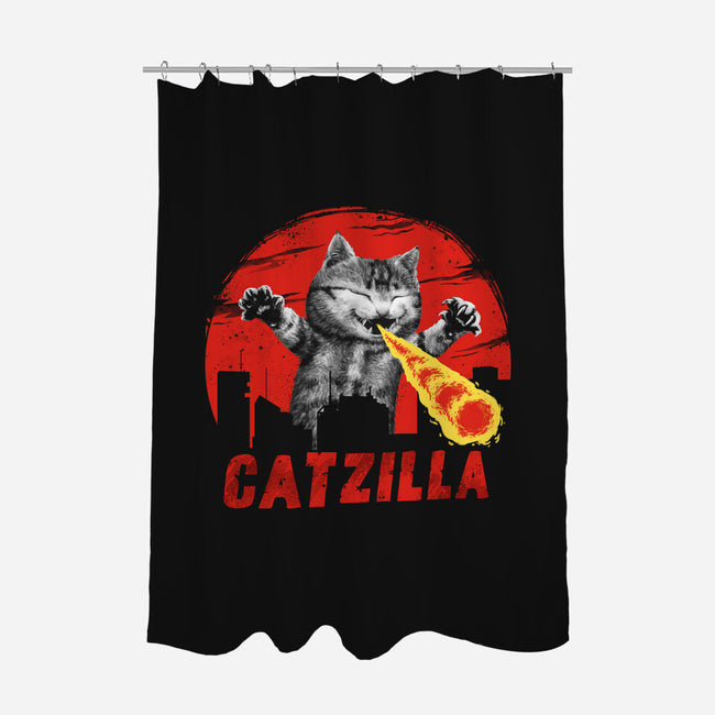 Catzilla-none polyester shower curtain-vp021