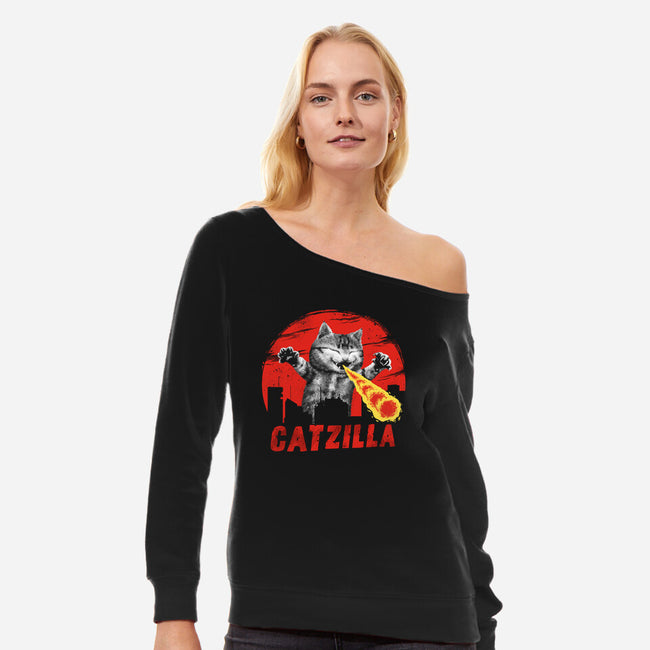 Catzilla-womens off shoulder sweatshirt-vp021
