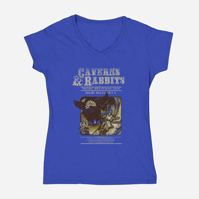Caverns & Rabbits-womens v-neck tee-Creative Outpouring