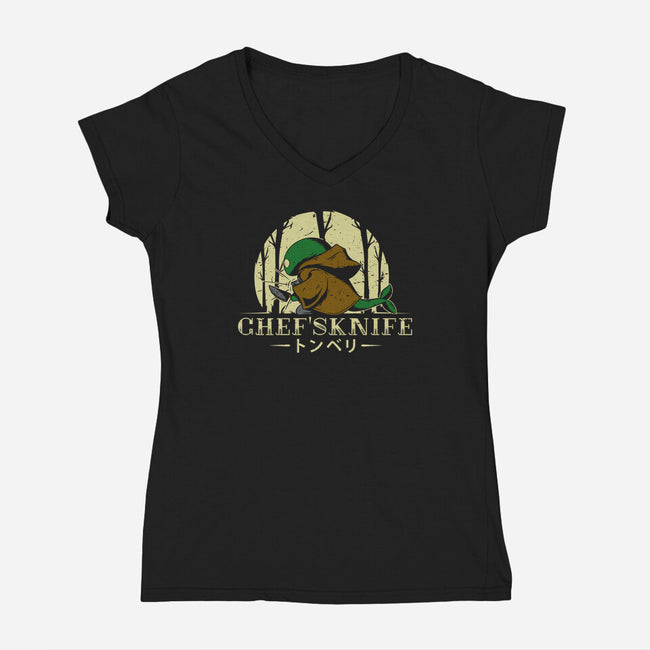 Chef's Knife-womens v-neck tee-Alundrart