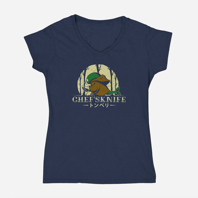 Chef's Knife-womens v-neck tee-Alundrart