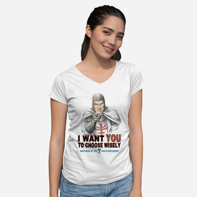 Choose Wisely-womens v-neck tee-saqman