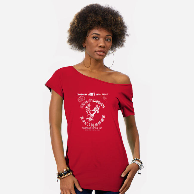 Choracha Hot Sauce-womens off shoulder tee-blueswade