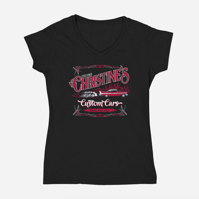 Christine's Custom Cars-womens v-neck tee-Nemons
