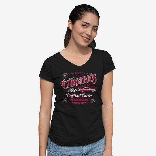 Christine's Custom Cars-womens v-neck tee-Nemons