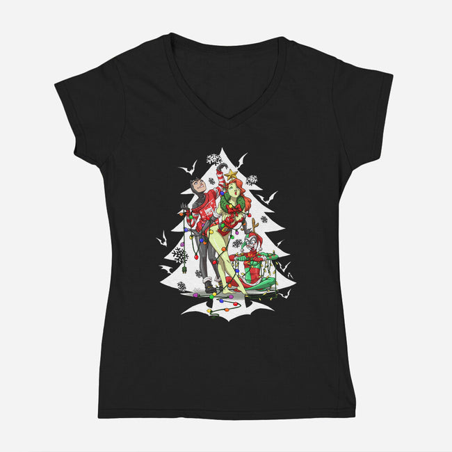 Christmas Belles-womens v-neck tee-ArtistAbe