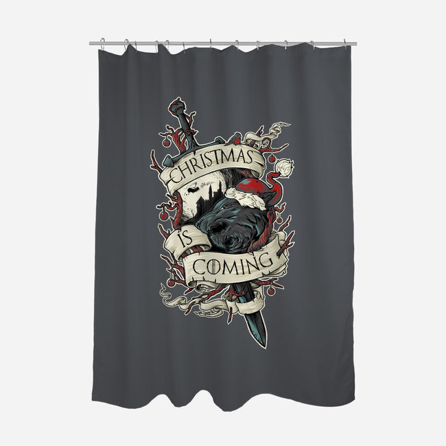 Christmas Is Coming-none polyester shower curtain-RobotArmy