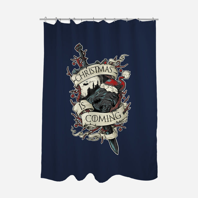 Christmas Is Coming-none polyester shower curtain-RobotArmy