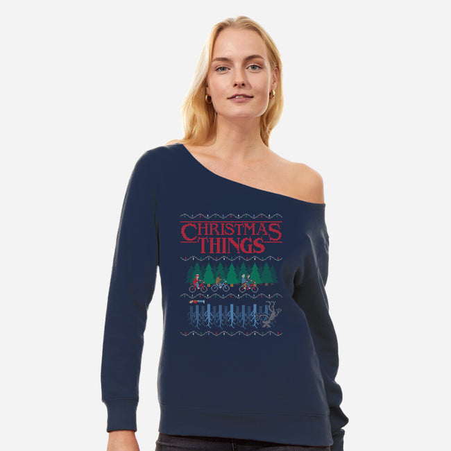 Christmas Things-womens off shoulder sweatshirt-MJ