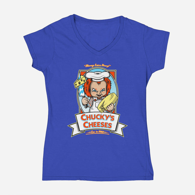 Chucky's Cheeses-womens v-neck tee-krusemark