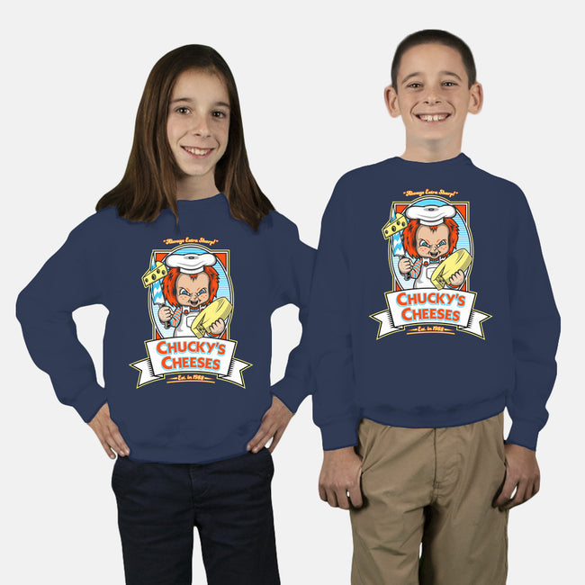 Chucky's Cheeses-youth crew neck sweatshirt-krusemark