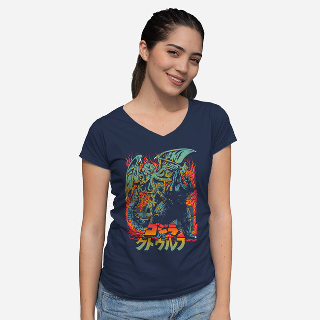 Clash of Gods Revisited-womens v-neck tee-Melee_Ninja