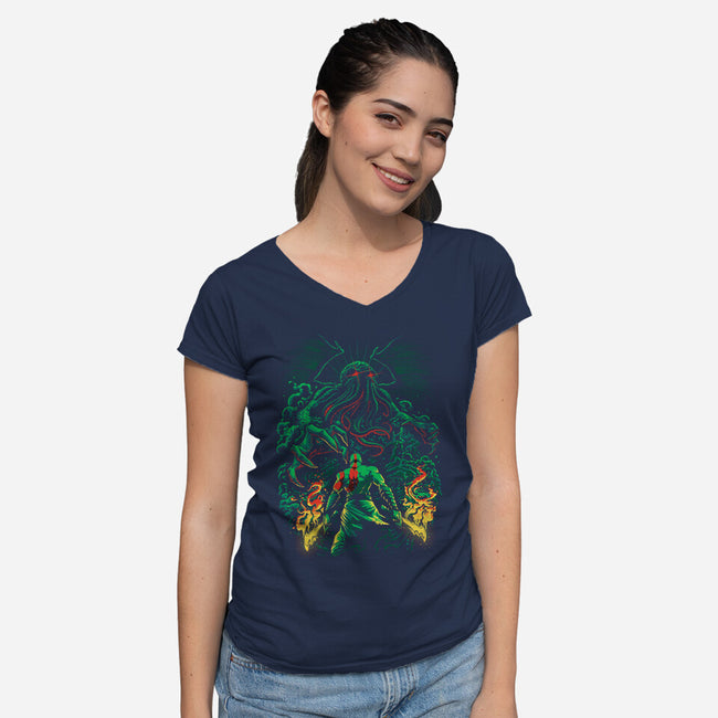 Clash of the Old Gods-womens v-neck tee-Fuacka