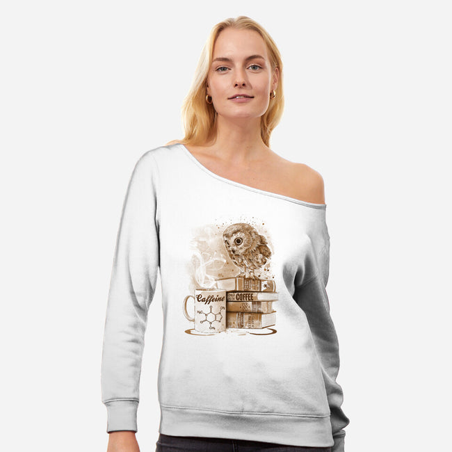 Coffee Obsessed-womens off shoulder sweatshirt-DrMonekers