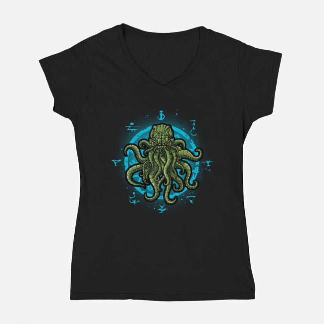 Cosmic Symbology-womens v-neck tee-Letter_Q