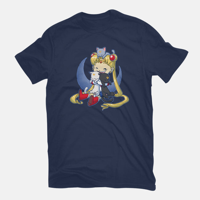 Crazy Moon Cat Lady-unisex basic tee-DoOomcat