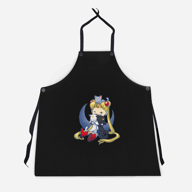 Crazy Moon Cat Lady-unisex kitchen apron-DoOomcat
