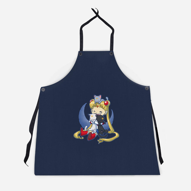 Crazy Moon Cat Lady-unisex kitchen apron-DoOomcat