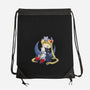 Crazy Moon Cat Lady-none drawstring bag-DoOomcat