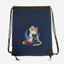 Crazy Moon Cat Lady-none drawstring bag-DoOomcat