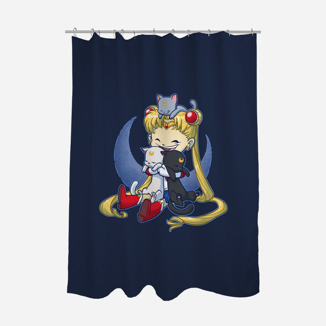 Crazy Moon Cat Lady-none polyester shower curtain-DoOomcat