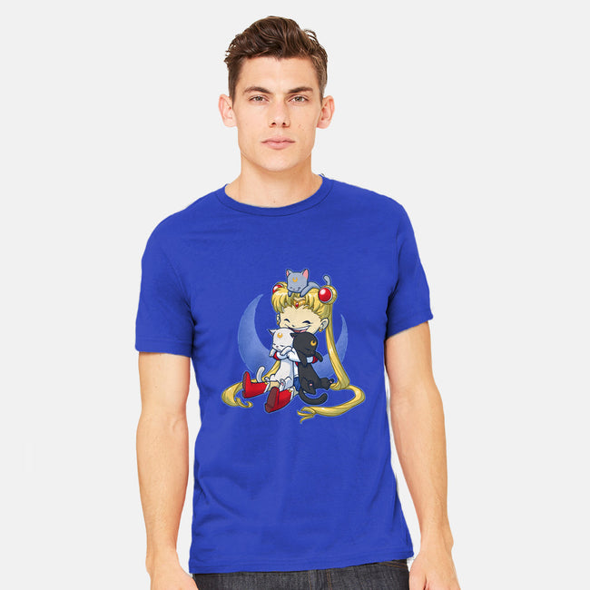 Crazy Moon Cat Lady-mens heavyweight tee-DoOomcat