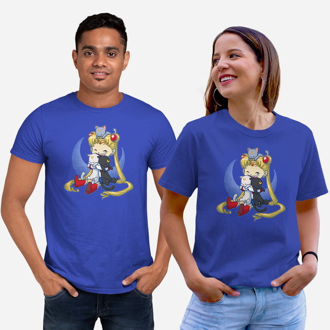 Crazy Moon Cat Lady-unisex basic tee-DoOomcat