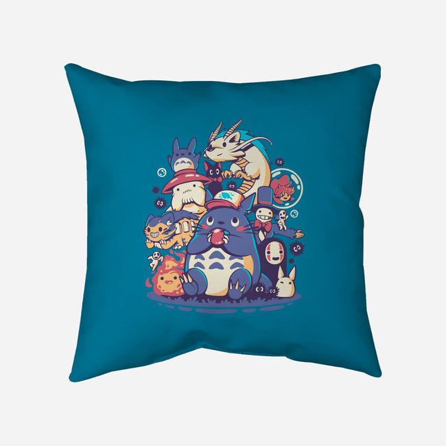 Creatures, Spirits & Friends-none removable cover w insert throw pillow-ilustrata