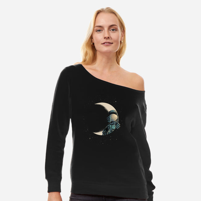 Crescent Moon-womens off shoulder sweatshirt-carbine