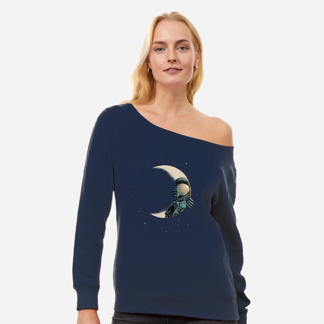 Crescent Moon-womens off shoulder sweatshirt-carbine