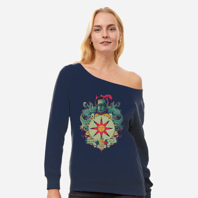 Crest of the Sun-womens off shoulder sweatshirt-Typhoonic