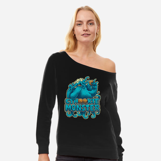 Cthookie Monster-womens off shoulder sweatshirt-BeastPop