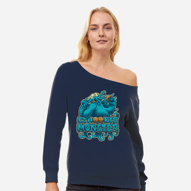 Cthookie Monster-womens off shoulder sweatshirt-BeastPop