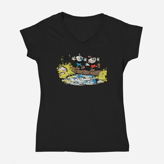 Cup and Mug-womens v-neck tee-rustenico