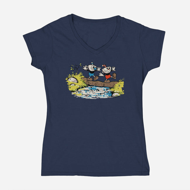 Cup and Mug-womens v-neck tee-rustenico