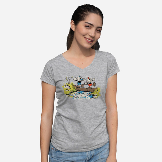 Cup and Mug-womens v-neck tee-rustenico