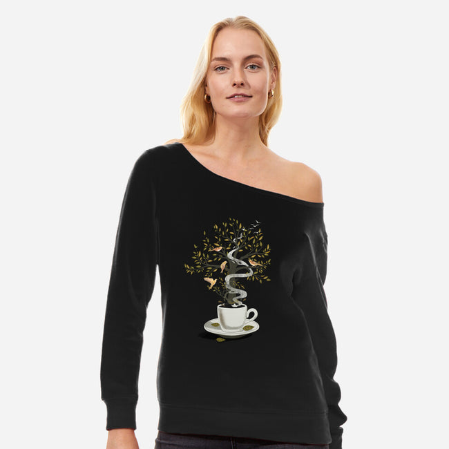 Cup of Dreams-womens off shoulder sweatshirt-dandingeroz