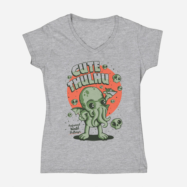 Cutethulhu-womens v-neck tee-ilustrata