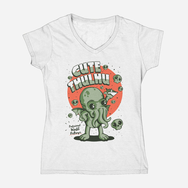 Cutethulhu-womens v-neck tee-ilustrata