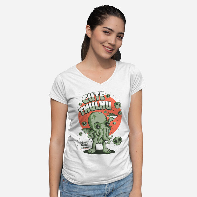 Cutethulhu-womens v-neck tee-ilustrata