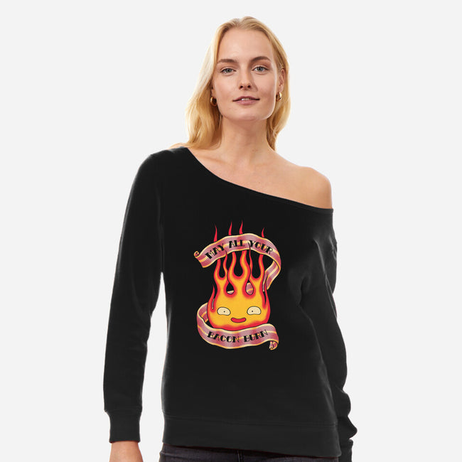 Bacon Burner-womens off shoulder sweatshirt-spike00