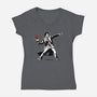 Banksy10-womens v-neck tee-Six Eyed Monster