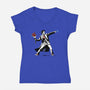 Banksy10-womens v-neck tee-Six Eyed Monster