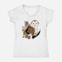 Barn Owl-womens v-neck tee-xMorfina