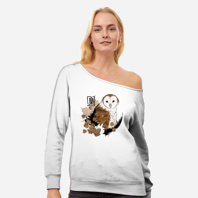 Barn Owl-womens off shoulder sweatshirt-xMorfina