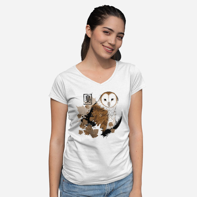 Barn Owl-womens v-neck tee-xMorfina