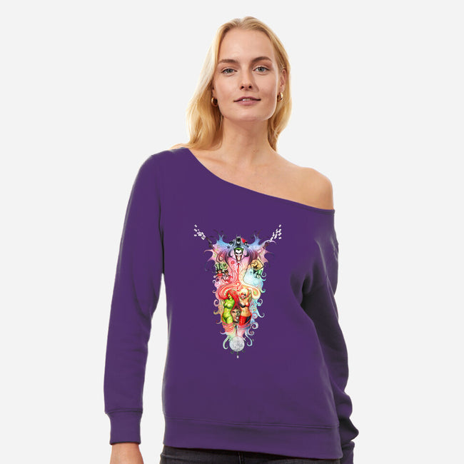 Bat Dream-womens off shoulder sweatshirt-Zeeee