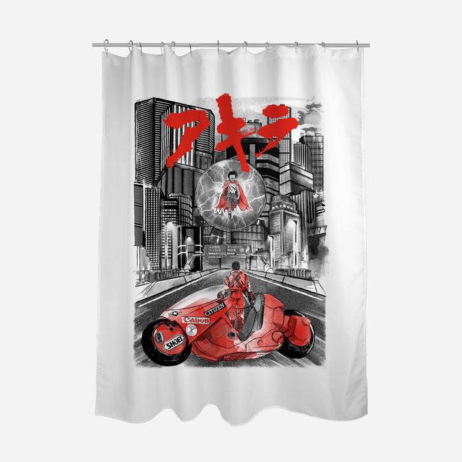 Battle in Neo-Tokyo-none polyester shower curtain-DrMonekers