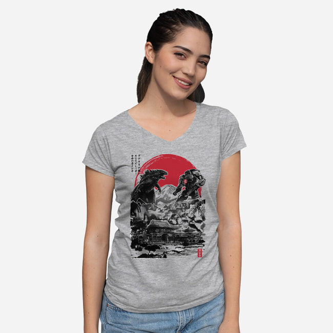 Battle of the Ages-womens v-neck tee-DrMonekers